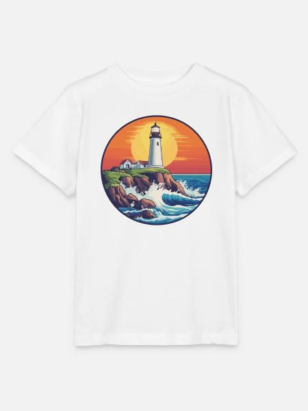 Leuchtturm bei Sonnenuntergang - Stanley/Stella Kinder T-Shirt MINI CREATOR - Weiß