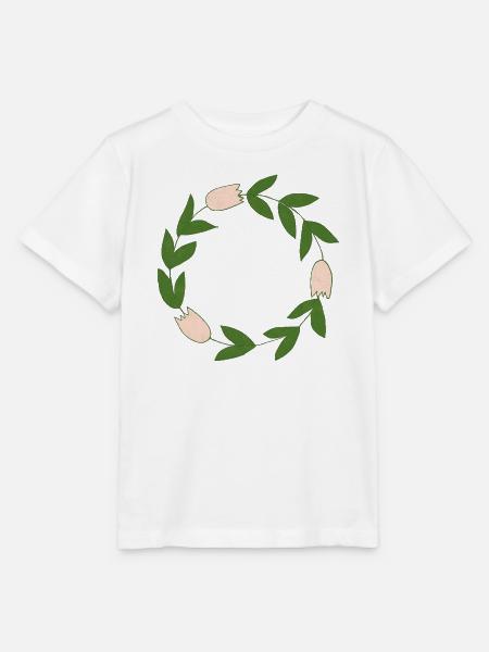 Elegante botanische Blumenkreismotiv - Stanley/Stella Kinder T-Shirt MINI CREATOR  - Weiß