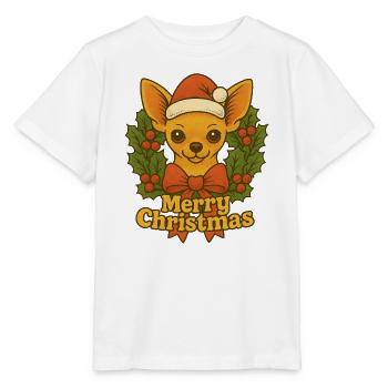 Festlicher Chihuahua-Weihnachtsgruß - Stanley/Stella Kinder T-Shirt MINI CREATOR  - Weiß - Vorne - Maike (125cm)