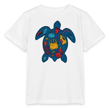 Umweltfreundliche Schildkröte mit Abfallkunst - Stanley/Stella Kinder T-Shirt MINI CREATOR  - Weiß - Vorne - Maike (125cm)