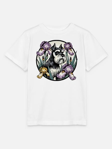 Gelehrter Schnauzer Blumenportrait - Stanley/Stella Kinder T-Shirt MINI CREATOR - Weiß