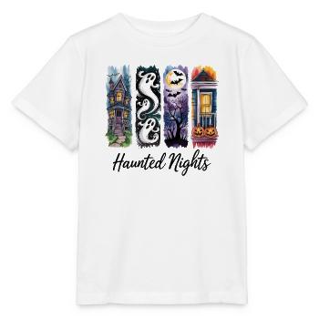 Nuits hantées Effrayant Halloween Maisons et fantômes - T-shirt bio MINI CREATOR Stanley/Stella Enfant - blanc - Devant - Maike (125cm)