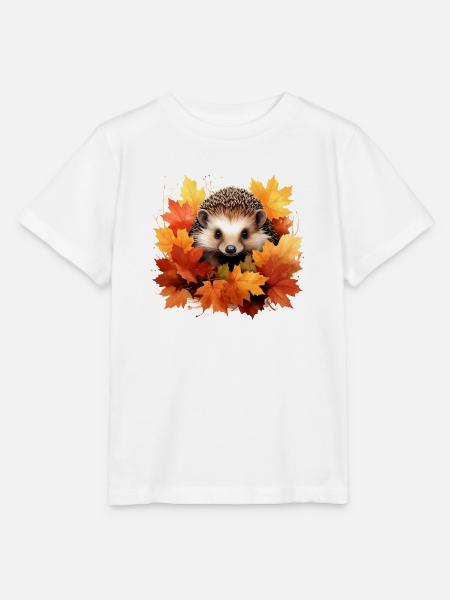 Herbstlicher Igel im Laub - Stanley/Stella Kinder T-Shirt MINI CREATOR - Weiß