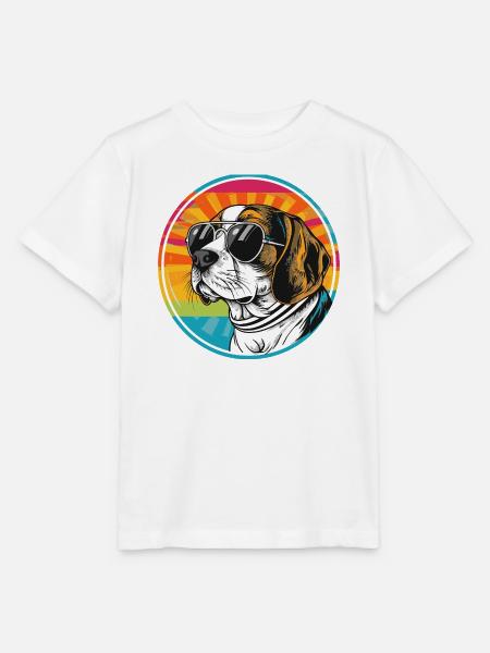 Sommerlicher Hund mit Sonnenbrille - Stanley/Stella Kinder T-Shirt MINI CREATOR  - Weiß