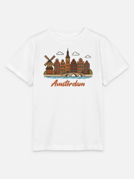 Charmantes Amsterdamer Stadtbild - Stanley/Stella Kinder T-Shirt MINI CREATOR - Weiß