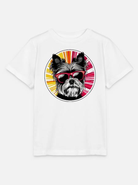 Hund mit Sonnenbrille Neon Design - Stanley/Stella Kinder T-Shirt MINI CREATOR - Weiß