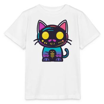 Kater Halloween Katze - Stanley/Stella Kinder T-Shirt MINI CREATOR  - Weiß - Vorne - Maike (125cm)