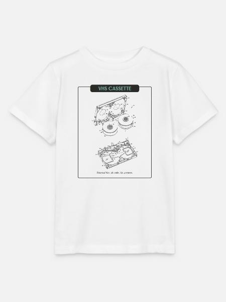 VHS Kassette Neon Outline - Stanley/Stella Kinder T-Shirt MINI CREATOR - Weiß