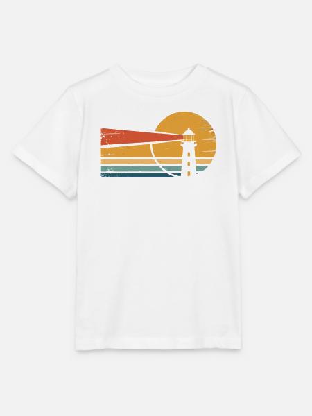 Leuchtturm Retro-Sonnenuntergang - Stanley/Stella Kinder T-Shirt MINI CREATOR  - Weiß