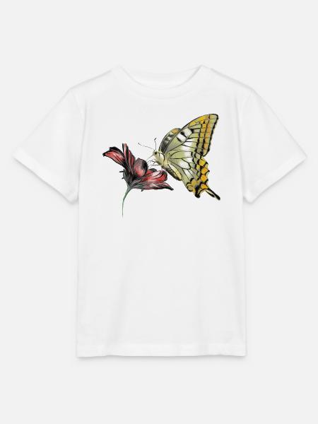 Schmetterling an Blüte - Stanley/Stella Kinder T-Shirt MINI CREATOR - Weiß