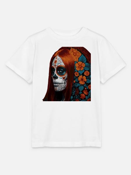 Blumen Zucker Schädel Porträt - Stanley/Stella Kinder T-Shirt MINI CREATOR  - Weiß