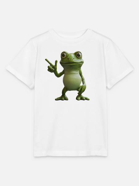 Frosch Peace Sign Motiv, Richtungsweiser - Stanley/Stella Kinder T-Shirt MINI CREATOR - Weiß