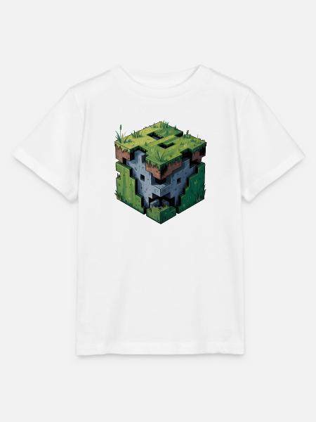 Dirt Block – Cooles Low-Poly-Logo - Stanley/Stella Kinder T-Shirt MINI CREATOR - Weiß