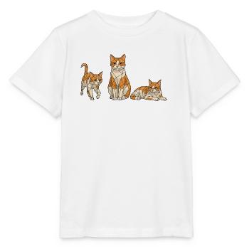 Geometrisches Katzen Trio - Stanley/Stella Kinder T-Shirt MINI CREATOR  - Weiß - Vorne - Maike (125cm)