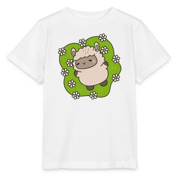 Agneau fleuri dansant parmi les marguerites - T-shirt bio MINI CREATOR Stanley/Stella Enfant - blanc - Devant - Maike (125cm)