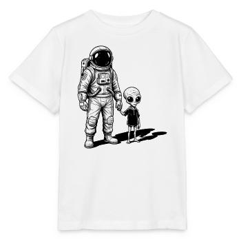 Astronaut and Alien Hand in Hand - Stanley/Stella MINI CREATOR Kids’ T-Shirt - white - Front - Maike (125cm)
