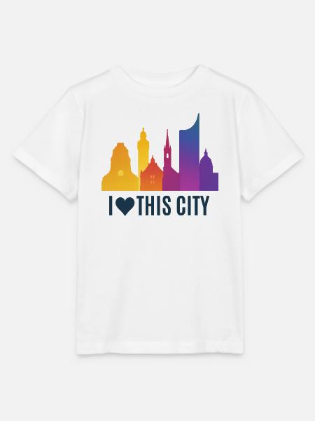 Herzstadt Skyline Gradient - Stanley/Stella Kinder T-Shirt MINI CREATOR  - Weiß