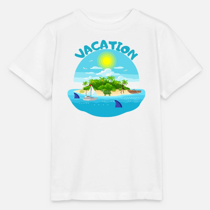 Conception de plage idyllique d’île tropicale - T-shirt bio MINI CREATOR Stanley/Stella Enfant - blanc