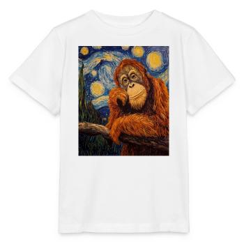 Orangutan Orang-Utan Van Gogh Style Starry Night - Stanley/Stella MINI CREATOR Kids’ T-Shirt - white - Front - Maike (125cm)