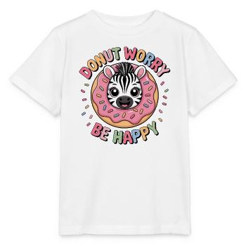 Zebra Donut Süßigkeit Nachtisch Bäckerei Spaß - Stanley/Stella Kinder T-Shirt MINI CREATOR  - Weiß - Vorne - Maike (125cm)
