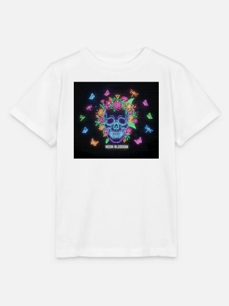Neonblossom Totenkopf Design - Stanley/Stella Kinder T-Shirt MINI CREATOR - Weiß