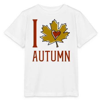 Herbstblatt Herzmotiv - Stanley/Stella Kinder T-Shirt MINI CREATOR  - Weiß - Vorne - Maike (125cm)