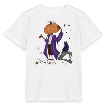 Schneidiger Kürbis im lila Mantel - Stanley/Stella Kinder T-Shirt MINI CREATOR  - Weiß - Vorne - Maike (125cm)