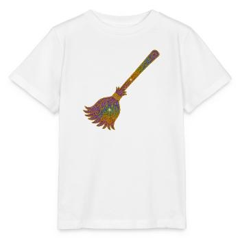Regenbogen Glitzerbesen Zauberwerk - Stanley/Stella Kinder T-Shirt MINI CREATOR  - Weiß - Vorne - Maike (125cm)
