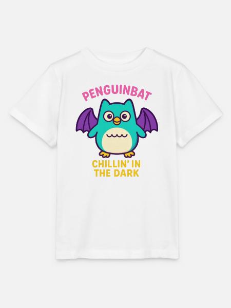 Penguinbat - Chillin’ in the Dark - Stanley/Stella Kinder T-Shirt MINI CREATOR  - Weiß
