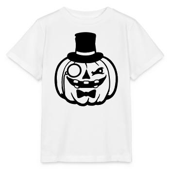 Vornehmer Kürbis Zylinder Monokel Halloween reich - Stanley/Stella Kinder T-Shirt MINI CREATOR  - Weiß - Vorne - Maike (125cm)