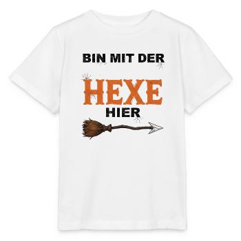Am With The Witch Funny Halloween T-Shirt - Stanley/Stella MINI CREATOR Kids’ T-Shirt - white - Front - Maike (125cm)