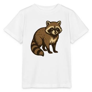 Waschbär Zeichnung - Stanley/Stella Kinder T-Shirt MINI CREATOR  - Weiß - Vorne - Maike (125cm)