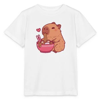 Süßes Capybara liebt es, Ramen-Nudeln zu essen - Stanley/Stella Kinder T-Shirt MINI CREATOR  - Weiß - Vorne - Maike (125cm)