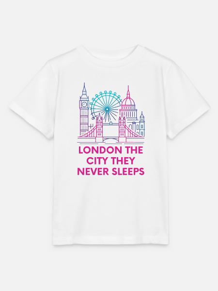 London Neon Skyline Nightlife - Stanley/Stella Kinder T-Shirt MINI CREATOR  - Weiß