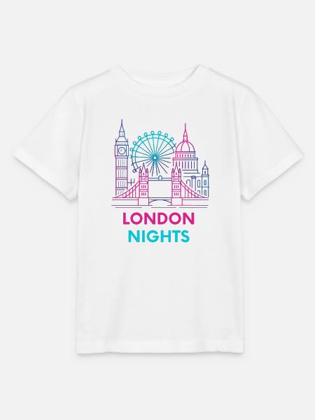 London Nights Neon Skyline - Stanley/Stella Kinder T-Shirt MINI CREATOR - Weiß