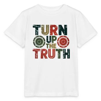 Retro Grunge – Turn Up The Truth - Stanley/Stella MINI CREATOR Kids’ T-Shirt - white - Front - Maike (125cm)