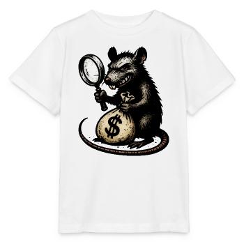 Rat with magnifying glass and money bag - Stanley/Stella MINI CREATOR Kids’ T-Shirt - white - Front - Maike (125cm)