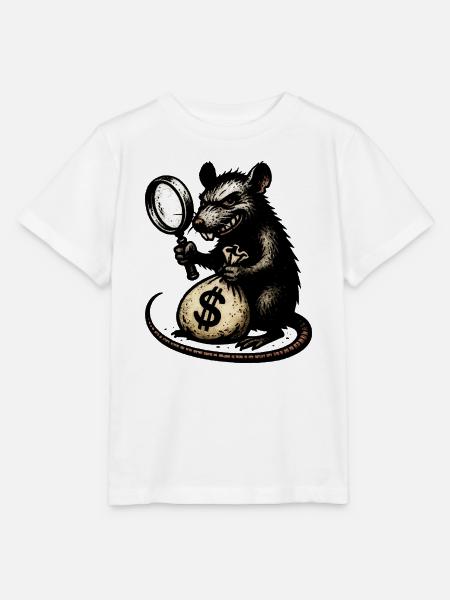 Ratte mit Lupe und Geldsack - Stanley/Stella Kinder T-Shirt MINI CREATOR  - Weiß