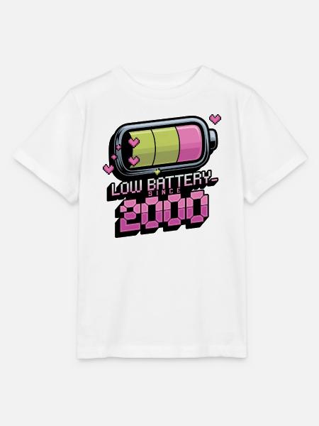 Y2K Retro – Low Battery Since 2000 - Stanley/Stella Kinder T-Shirt MINI CREATOR - Weiß