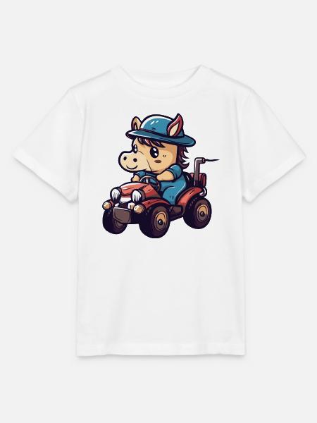 Pferd Traktor Farmer - Stanley/Stella Kinder T-Shirt MINI CREATOR  - Weiß