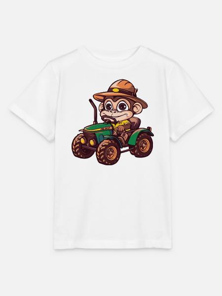 Affe Traktor Farmer - Stanley/Stella Kinder T-Shirt MINI CREATOR  - Weiß
