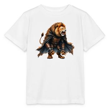 Löwenkrieger mit Rüstung und Umhang - Stanley/Stella Kinder T-Shirt MINI CREATOR  - Weiß - Vorne - Maike (125cm)