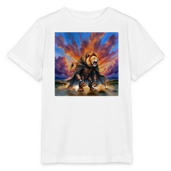 Lion Warrior with Armor and Cape - Stanley/Stella MINI CREATOR Kids’ T-Shirt - white - Front - Maike (125cm)