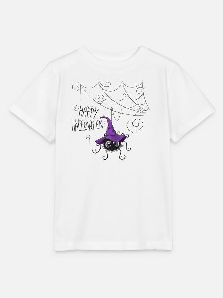 Lila Hexe Spinne Halloween - Stanley/Stella Kinder T-Shirt MINI CREATOR  - Weiß