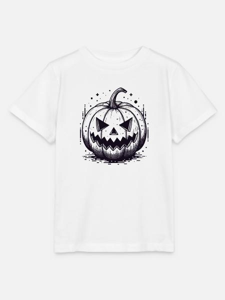 Schwarzer Jackolantern Kürbis - Stanley/Stella Kinder T-Shirt MINI CREATOR  - Weiß