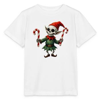 Christmas skeleton elf with walking sticks - Stanley/Stella MINI CREATOR Kids’ T-Shirt - white - Front - Maike (125cm)