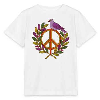 Lebendiger Friedensvogel Blumenkranz - Stanley/Stella Kinder T-Shirt MINI CREATOR  - Weiß - Vorne - Maike (125cm)