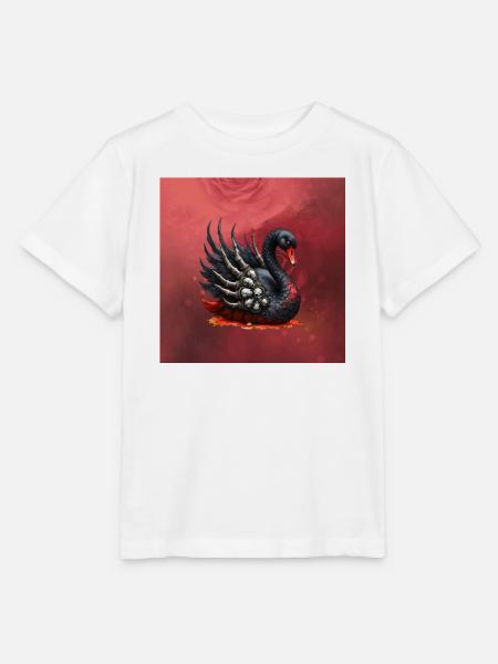 Schwarzer Schwan mit Totenköpfen - Stanley/Stella Kinder T-Shirt MINI CREATOR  - Weiß