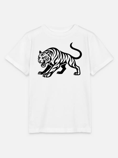 Dunkler Tiger Silhouette - Stanley/Stella Kinder T-Shirt MINI CREATOR  - Weiß