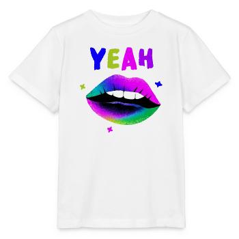 Arc-en-ciel Lip Art YEAH Neon Kiss - T-shirt bio MINI CREATOR Stanley/Stella Enfant - blanc - Devant - Maike (125cm)